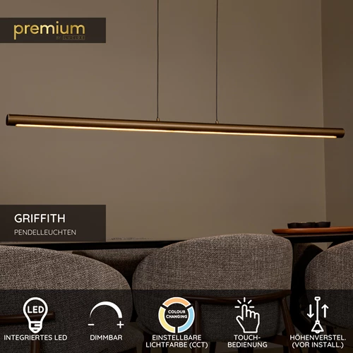 Lucide GRIFFITH - Pendelleuchten - LED Dim. - CCT - 1x33W 2700K/4000K - Bronzefarbe | Premium - USP